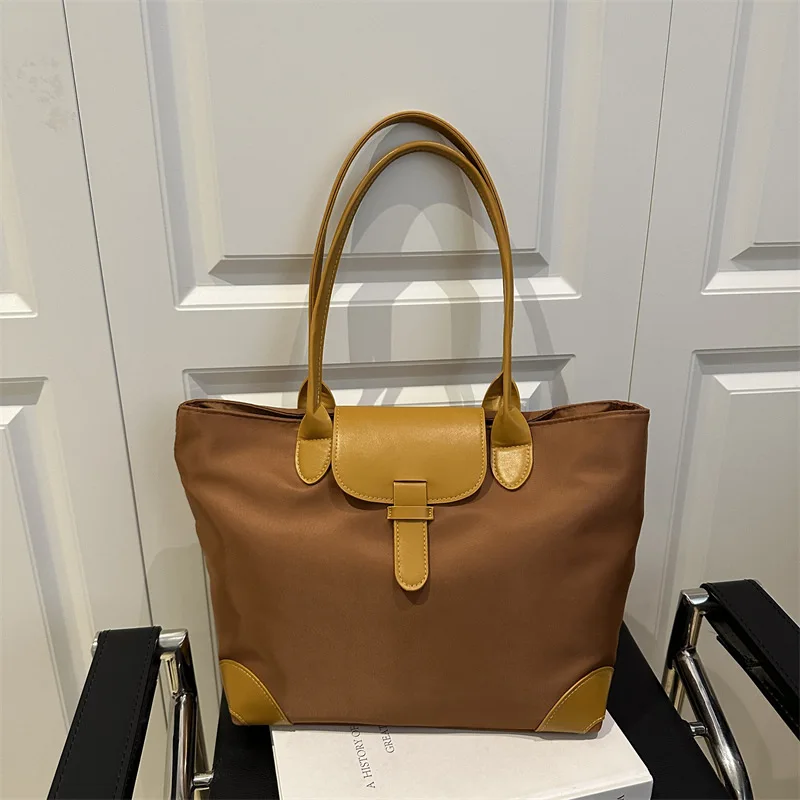 

High-end Nylon Underarm Bag for Women - Retro Patchwork Single Shoulder Bag, Large Capacity Commuter Tote, Versatile Handbag