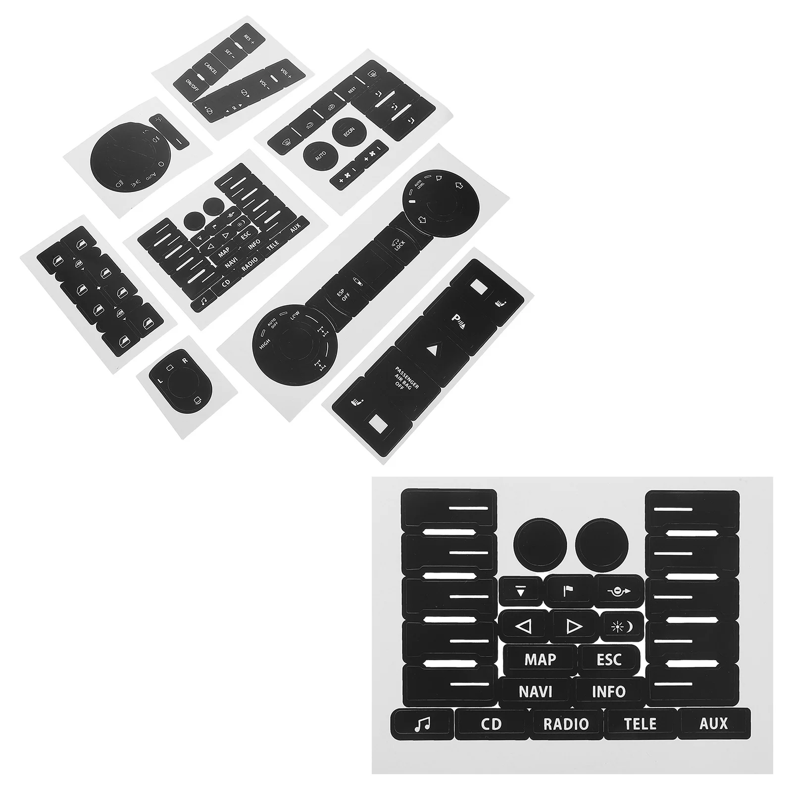 

1Set Car Button Repair Kit Matte Black Dashboard Decals for Fixing Faded Ruined Buttons Replacement Stickers Car