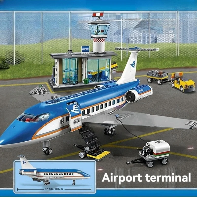 694 sztuk Klocki konstrukcyjne z serii City Airport Passenger Terminal Pasują do 60104 Zestaw do dekoracji wnętrz Model MOC Zabawki do samodzielnego