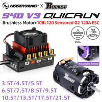 Hobbywing QUICRUN 10BL120 120A ESC w/Rocket 540 V3 4.5T  Motor Sensored Brushless Combo for Competition 1/10 1/12 F1 RC Car