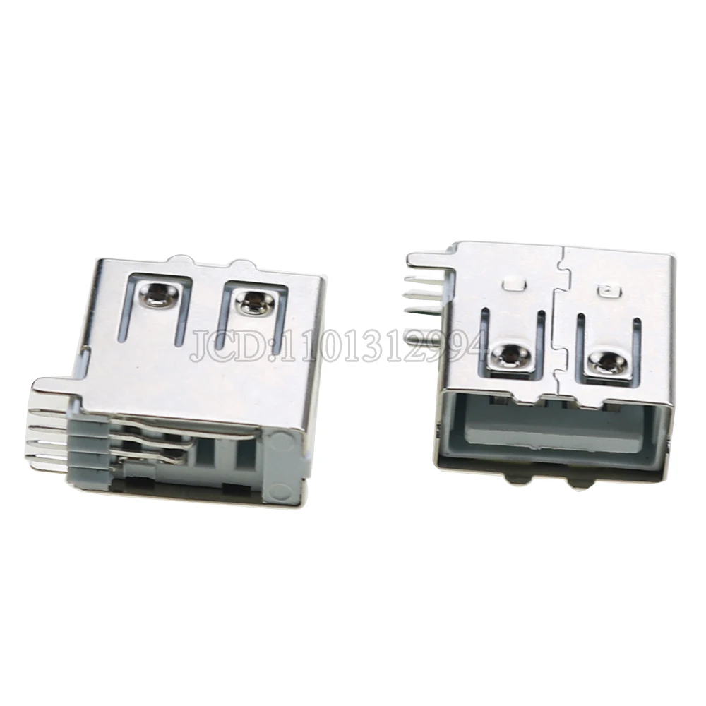 10pcs USB 2.0 A Female PCB Mount Socket Connector USB Vertical Side Inser Female Jack Connector Long/Short Type 90 Degree