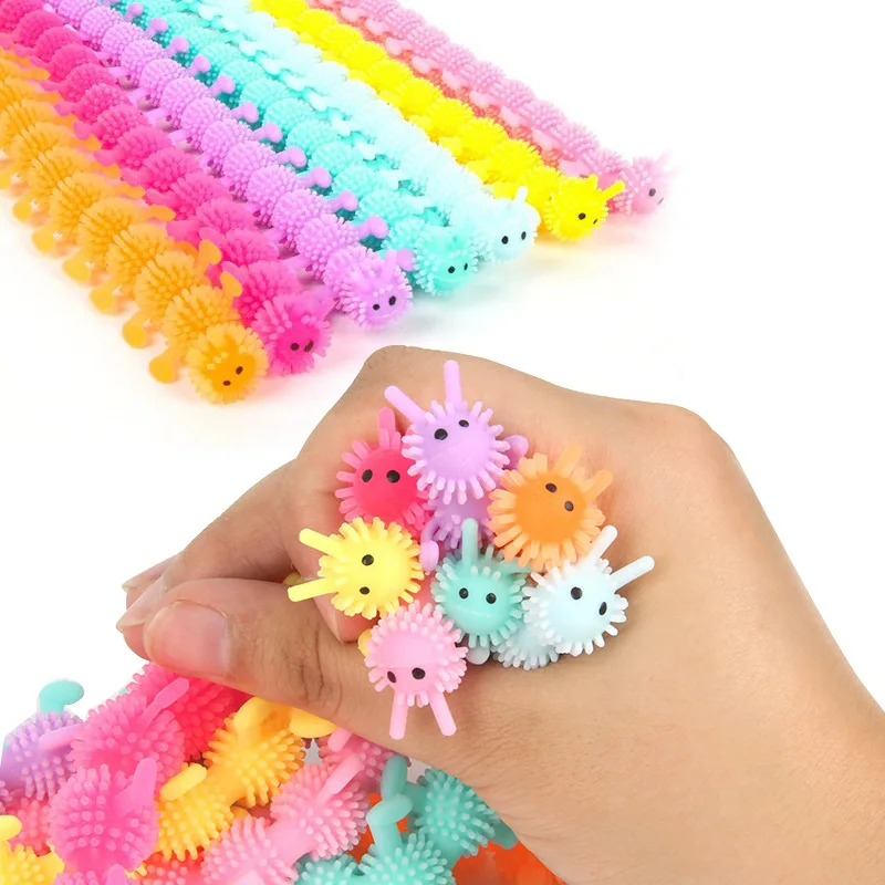 12Pcs Unicorn Pull Worm Stretch String TPR Rope Kids Toy for Birthday Party Game Favors Stress Relief Fidget Toy for Children