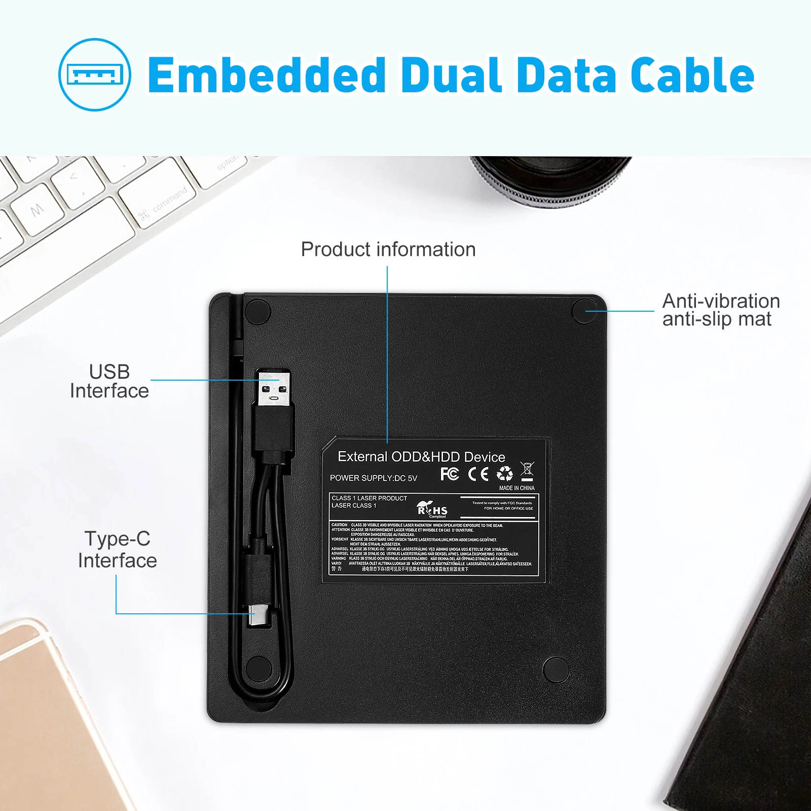 

Multifunctional Optical Drive External DVD CD Burner Dual Type for Laptop Computers Portable USB Connection