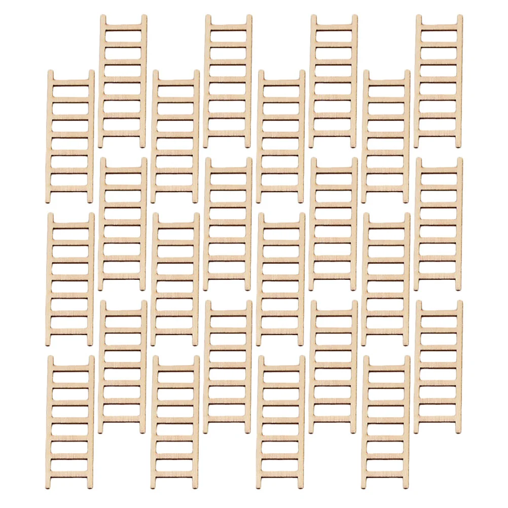 

24 PCS Mini Wooden Ladder Home Patio Christmas Decorations Bonsai Simulation Micro Landscape Photography Props Household