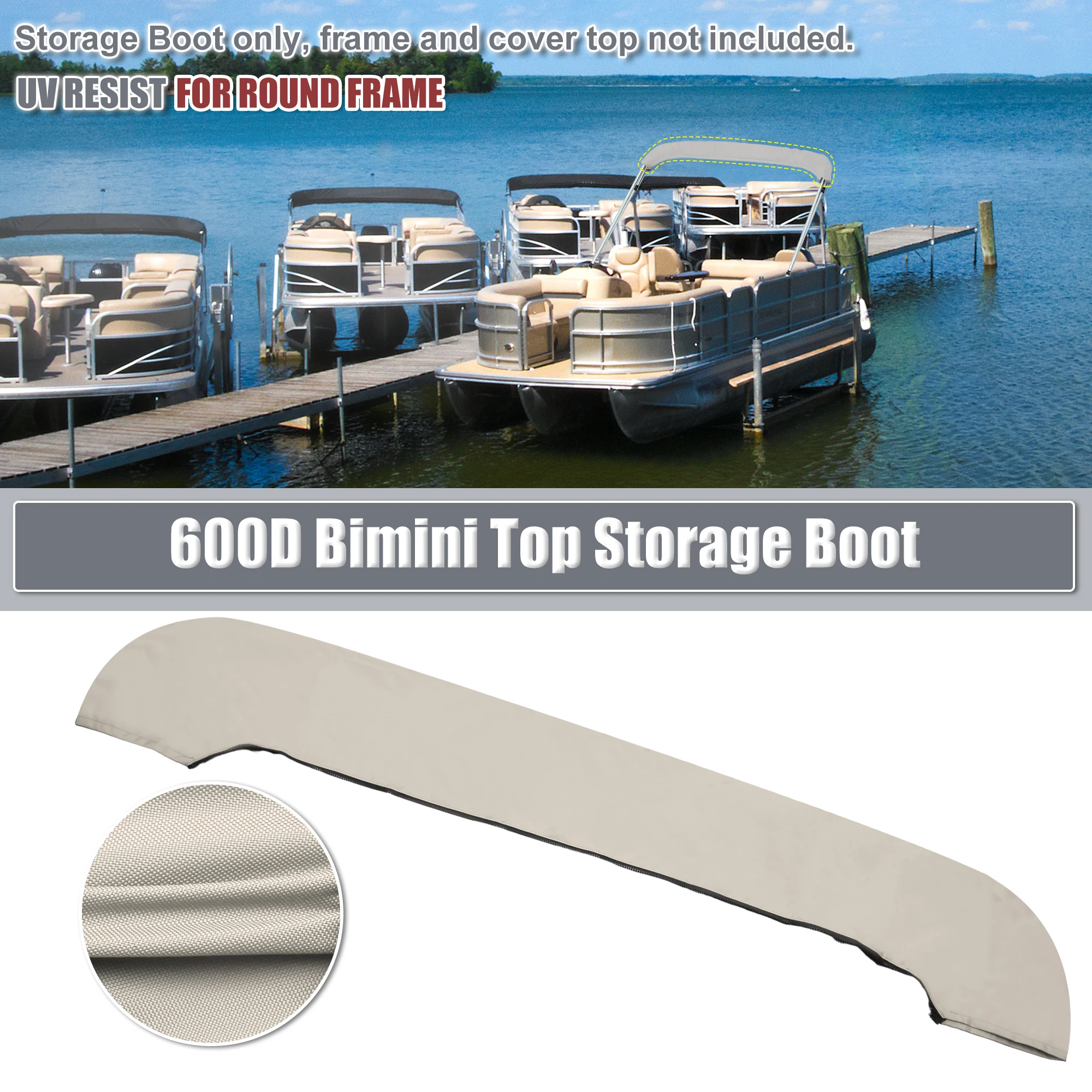 

UXCELL Boat Bimini Top Storage Boot Бежевый 97–103 дюйма Ш 600D Морской полиэстеровый носок