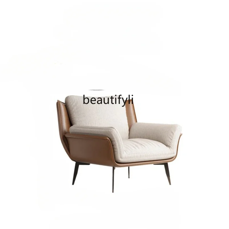 

S Designer Armchair Silent Style Simple Leisure Corduroy Fabric Single Sofa Italian Minimalist Couch Nordic Living Room Furnitur