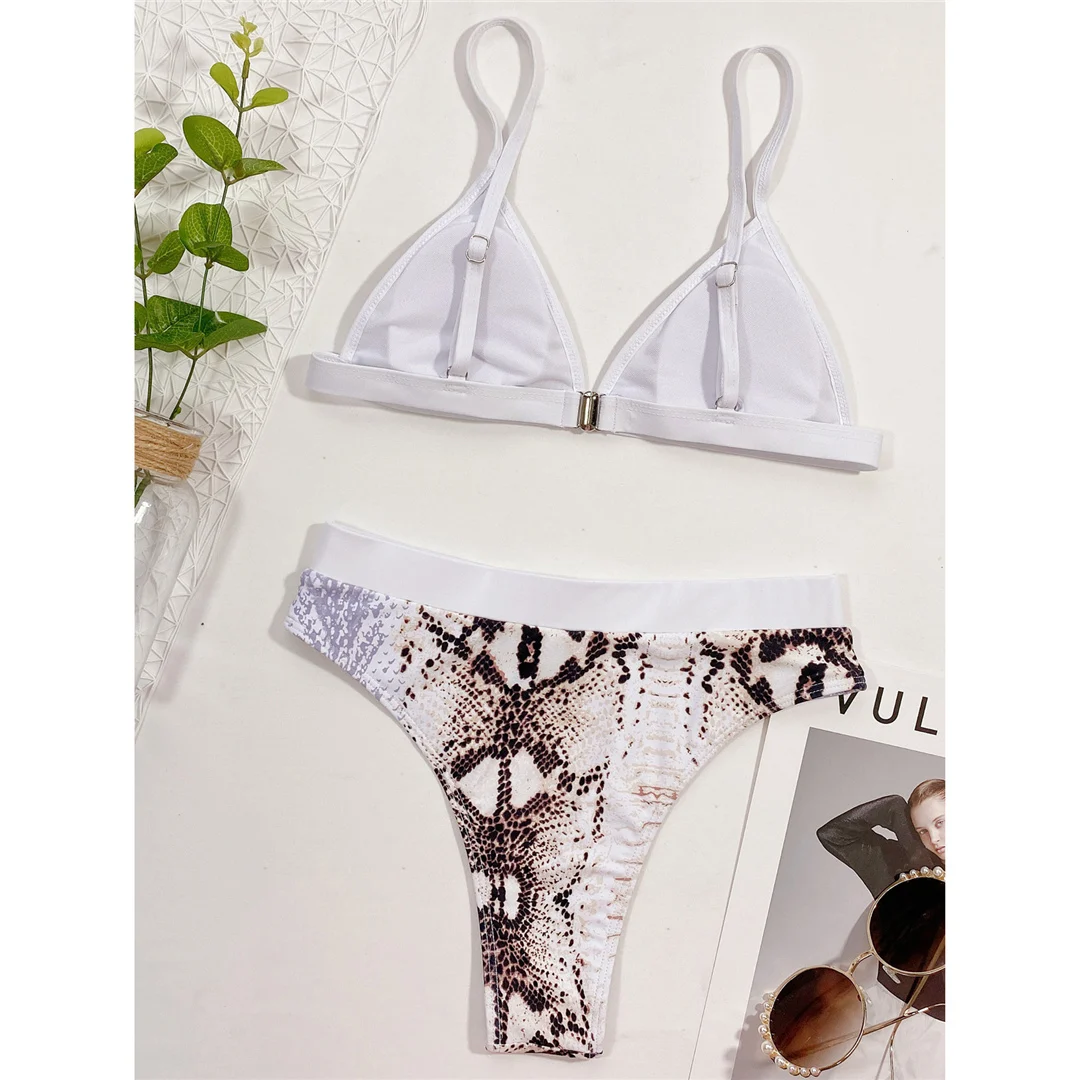 Bikini mit Schlangenhautmuster, hoher Taille, zweiteiliger Badeanzug für Damen, Badebekleidung, Badeanzug, Damenbikini V4204 – Detail 5
