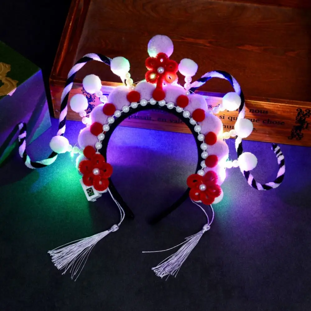 Beijing Opera Twisted Stick Headband Kit tradisional Opera berwarna lampu kerajinan tangan rambut Hoop Kit gaya Cina lucu