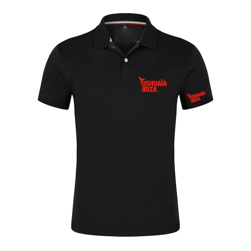 2026 Summer Men's Solid Color T-shirt Ushuaia Ibiza Logo Print Ice Silk Breathable Suitable for close fitting wear Polo Shirt