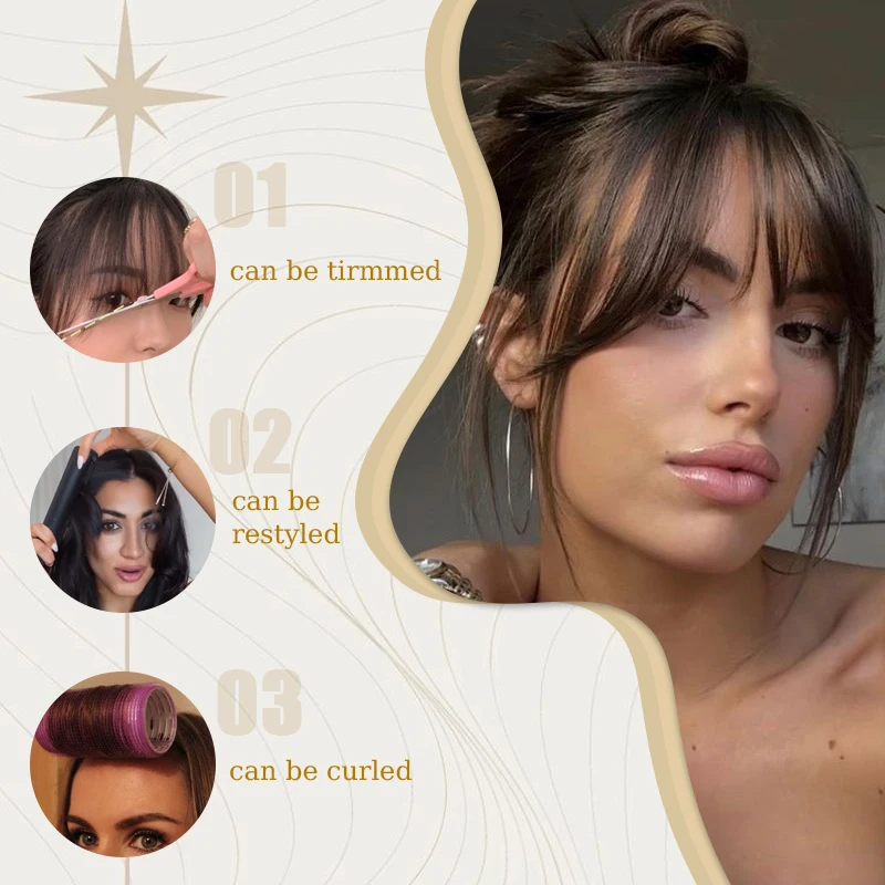 مشبك شعر صناعي في الانفجارات شعر مستعار Wispy الجانب اجتاحت الانفجارات مشبك شعر وهمية بانج هامش مع المعابد هيربيسي للنساء الاستخدام اليومي