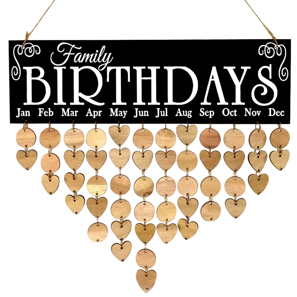 

Wooden Calendar Decoration Card DIY Pendant Hanging Board Reminder for Hemp Rope