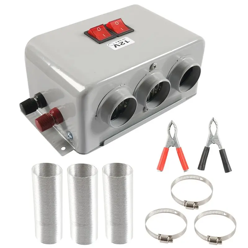 600W Car Universal Electric Heater Kits 3 Hole 12V DC Heating Fan Defogger Glass Defroster Demister-ABQF