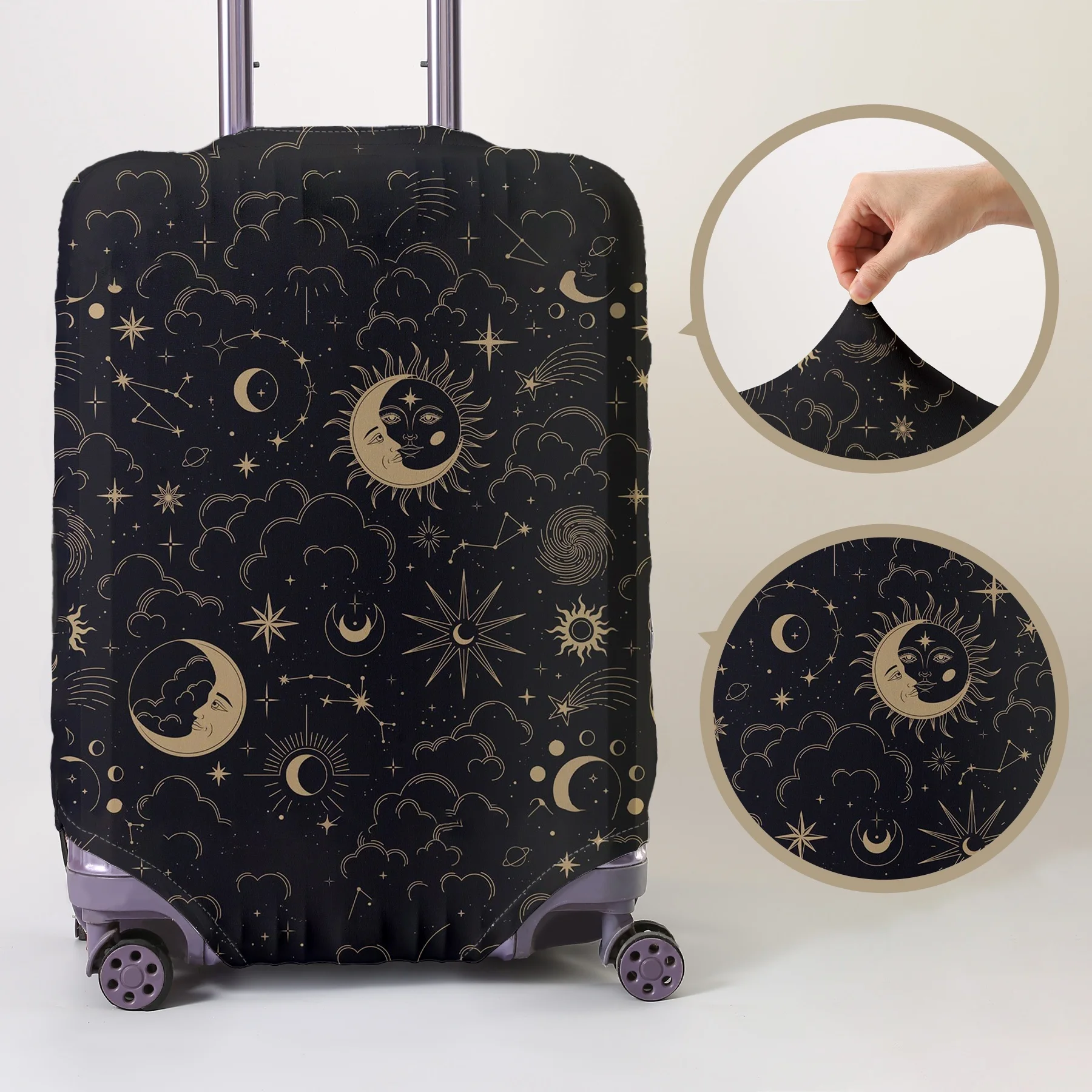 Star and Moon Pattern Luggage Protective Cover, suitable for 18-32 inch luggage covers, luggage handle gloves, travel accessorie