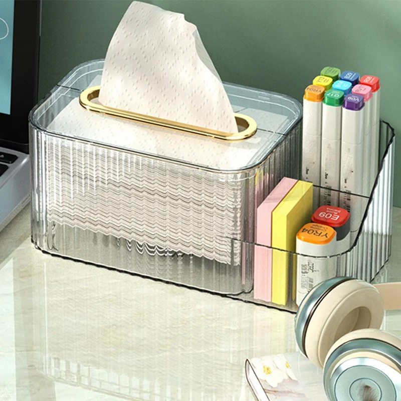 Household Tissue Box Transparent Desktop Tissue Box Pumping Paper Storage Box Living Room Dining Room