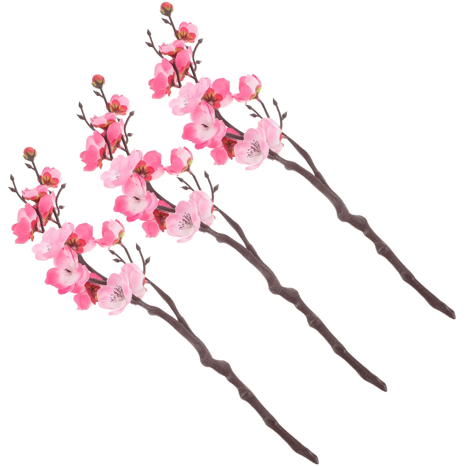 

3Pcs Artificial Plum Blossom Picks Bright Color Realistic Simulation Stems for Home Decor DIY Crafts Party Decorations Vase