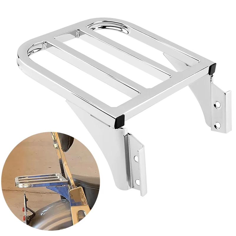 Chrome Motorcycle Backrest Luggage Rack Rear Carrier For Harley Sportster XL 04-17 Dyna 06-17 Softail 84-05 FLST FLSTC 06-17