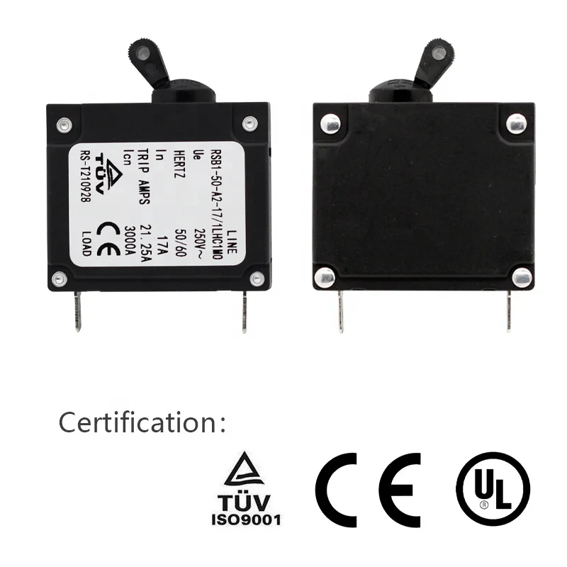 17A 250V Toggle Single Pole Circuit Breakers Hydraulic Magnetic Circuit breaker