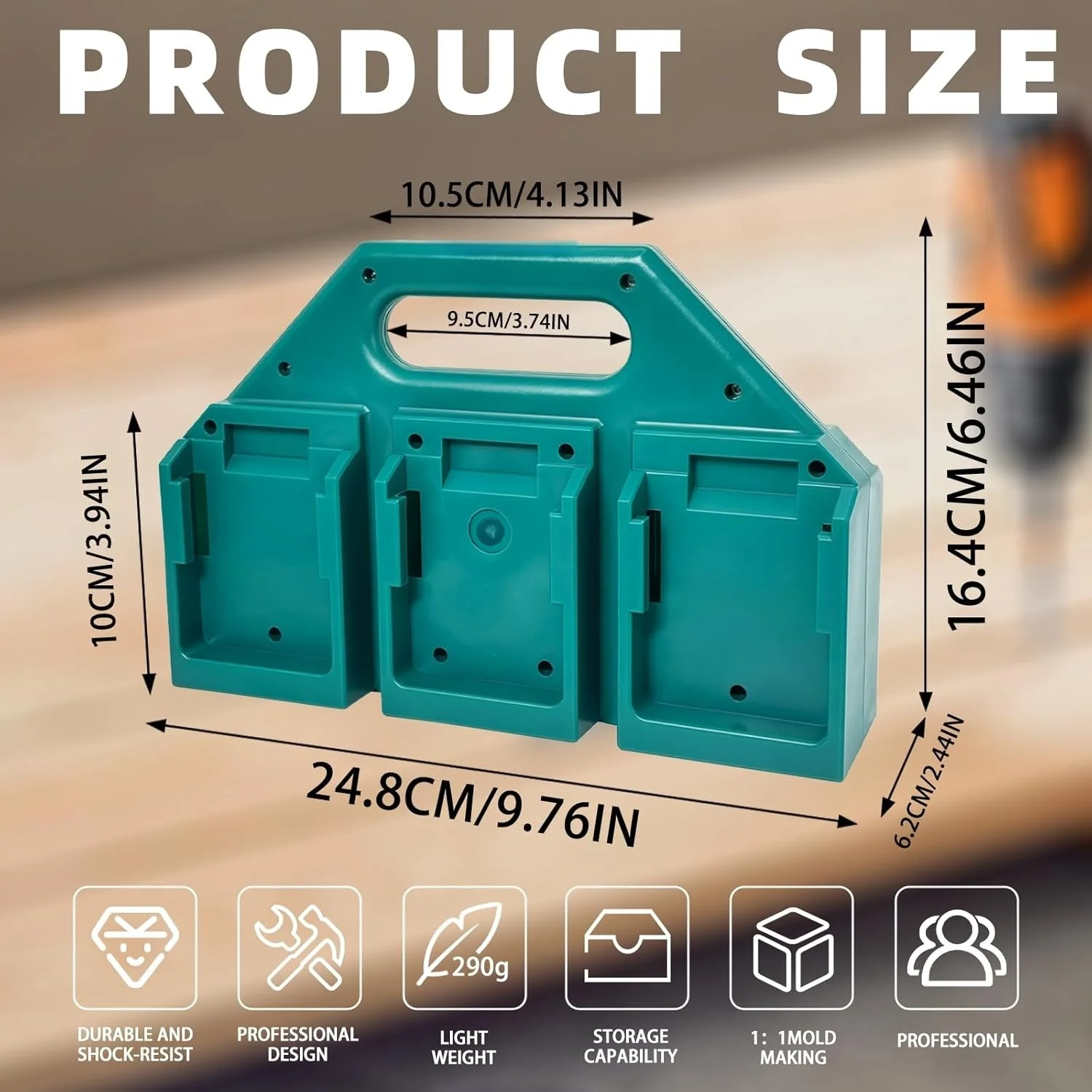 Durable PC Plastic Battery Holder, Compatible with Makita Batteries, Ideal for Workbench, Garage Storage, Tool Box & Vehicle