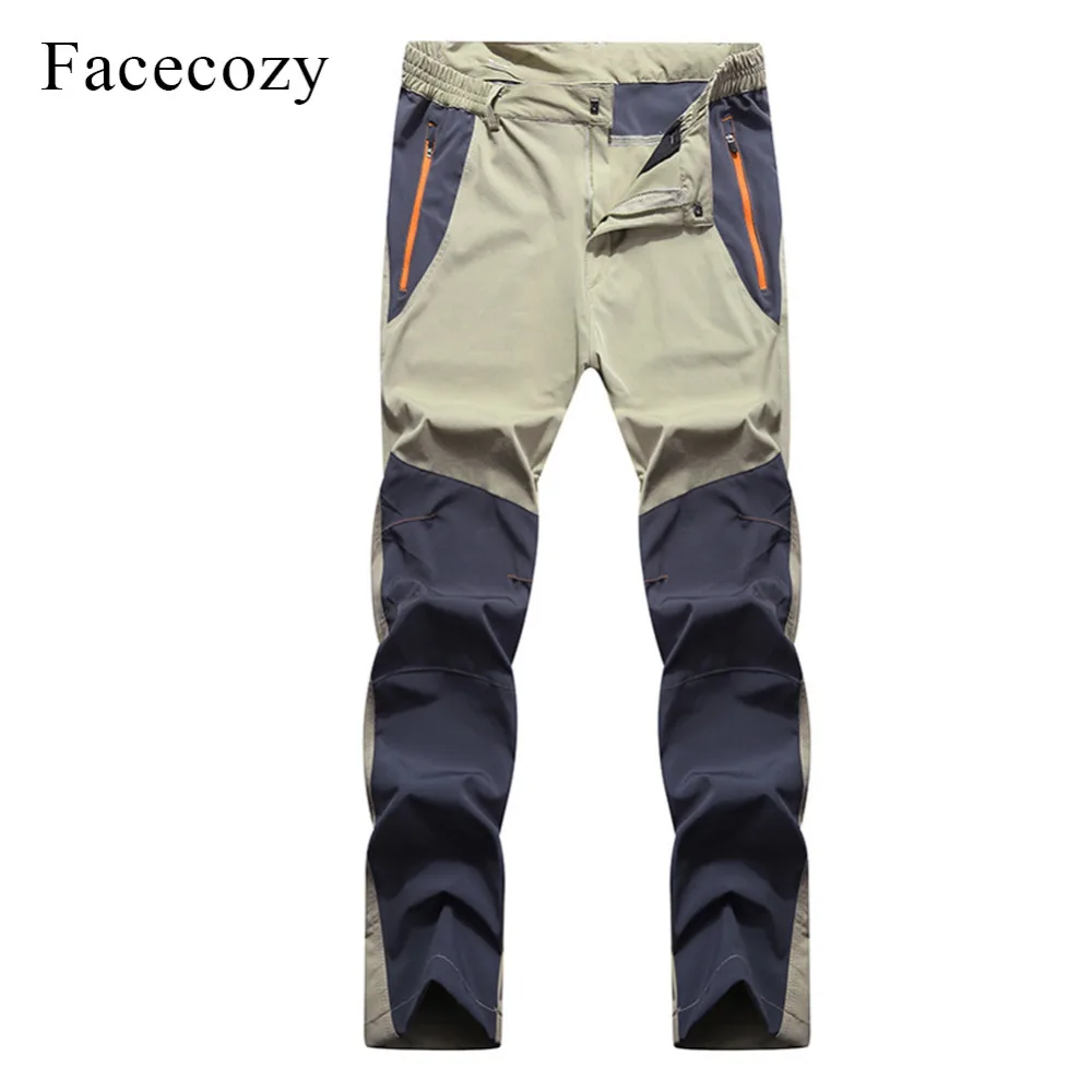 Facecozy Men Summer Breathable Hiking Fishing Pants Quick Dry Outdoor Sport Pant Elastic Thin Anti-UV Trousers Male Pantolon