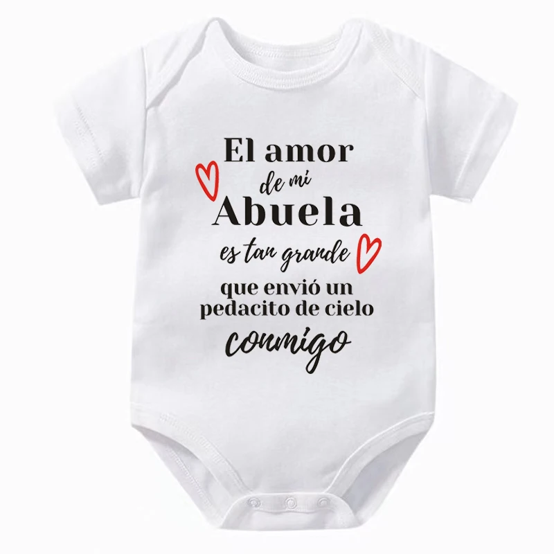 Newborn Rompers El Amor De Mi Abuela Es Tan Grande Baby Bodysuits Spanish Pregnancy Announcement Summer Boys Girls Ropa Onesies