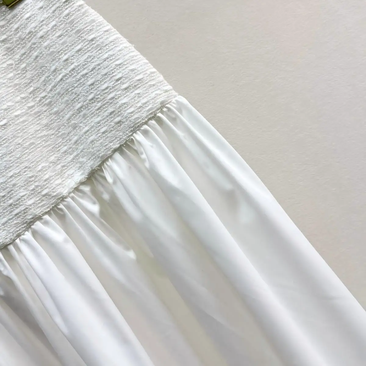 2026 High Quality New Women's Clothing White Texture Elastic Waist Splicing Half body Long Dress--hb725