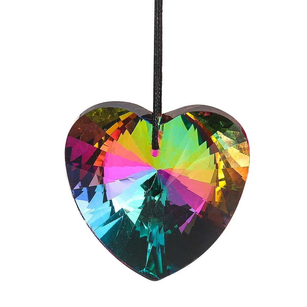 

2Pc 45mm Glass Prism Heart Pendant Hanging Decor Suncatcher Crystal Charms Chandelier Pillar Candleholder Parts Accessories DIY