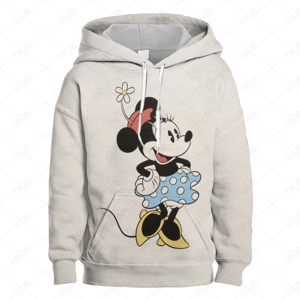 Kids Disney Minnie Mouse Hoodies Children's Soft Clothes 3-12Y Girls Boys Cartoon Long Sleeve Top Autumn/Winter Child Sweatshirt