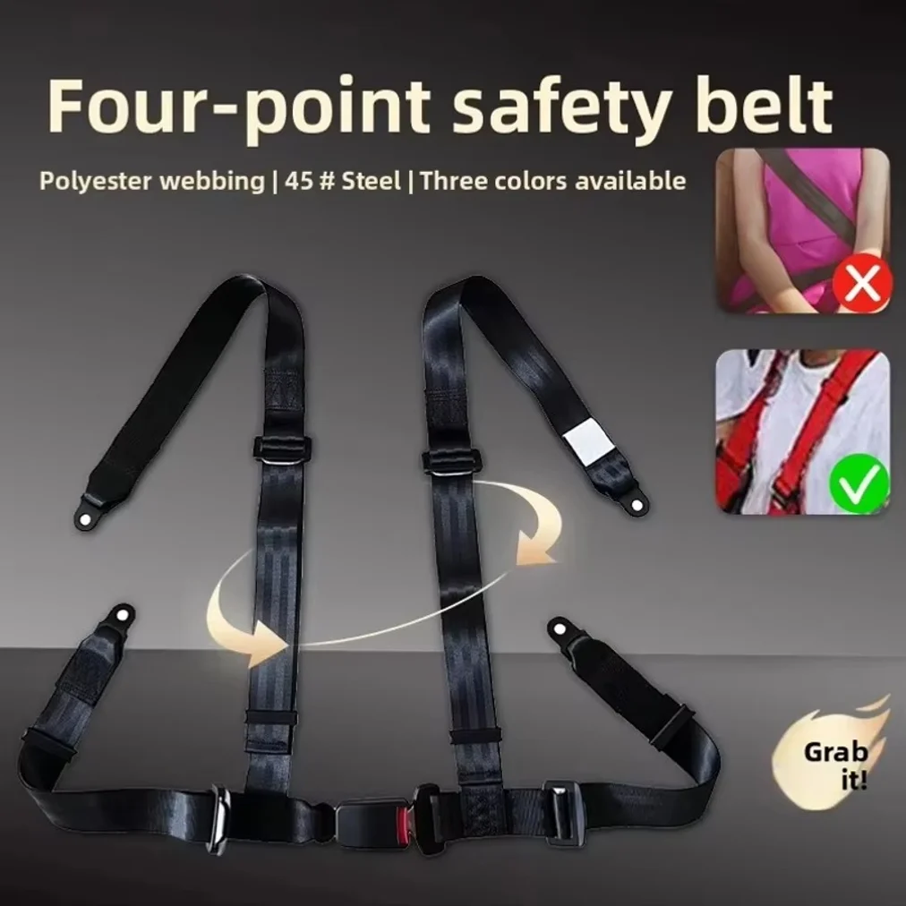 4 Point Racing Safety Harness Quick Release Adjustable Karting Seat Belt Universal For Go Kart ATV UTV