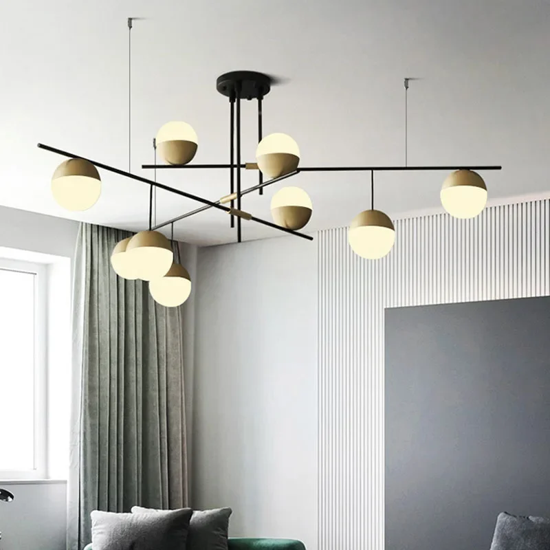 Lampadario a sfera rotondo in vetro bianco latte nordico Lampadario minimalista da pranzo Soggiorno Lampada a sospensione da cucina Lampade a sospensione creative di lusso