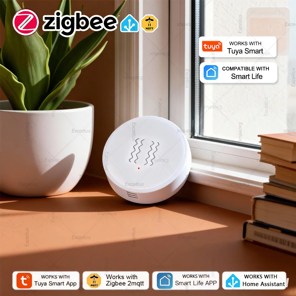 

Умный датчик вибрации Tuya Zigbee, защита безопасности, уведомление приложения Smart Life, вибрационная сигнализация в реальном времени, поддержка Zigbee2MQTT