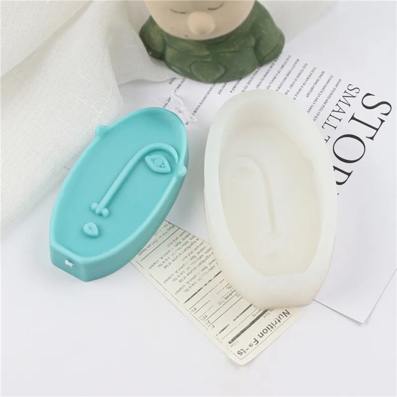 ثلاثية الأبعاد الفن مجردة وجه الإنسان شمعة قالب من السيليكون لتقوم بها بنفسك الشمال تصميم شمعة صنع الجص رائحة قوالب الصابون ديكور المنزل الحرفية هدية