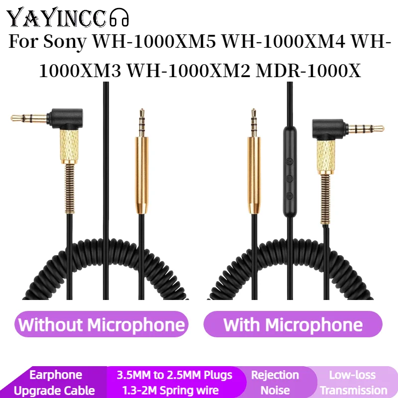 

YAYINCC Replacement Spring Coiled 3.5MM to 2.5MM Plugs Earphone cord For Sony WH-1000XM5 WH-1000XM4 XM3 XM2 MDR-1000X Headphones
