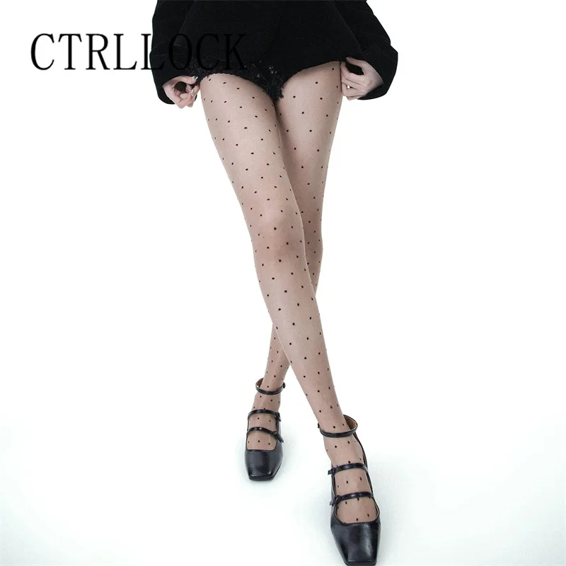 

CTRLLOCK Summer Classic Dots Transparent Women Tight Sexy Slim Long Stockings