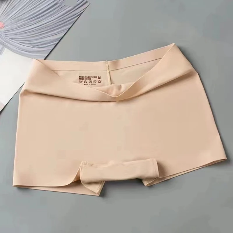 قطعتان من سراويل السلامة بدون خياطة، سراويل ضيقة متوسطة الخصر مضادة للوهج للنساء، سراويل نسائية بأربعة زوايا، مريحة وقابلة للتنفس