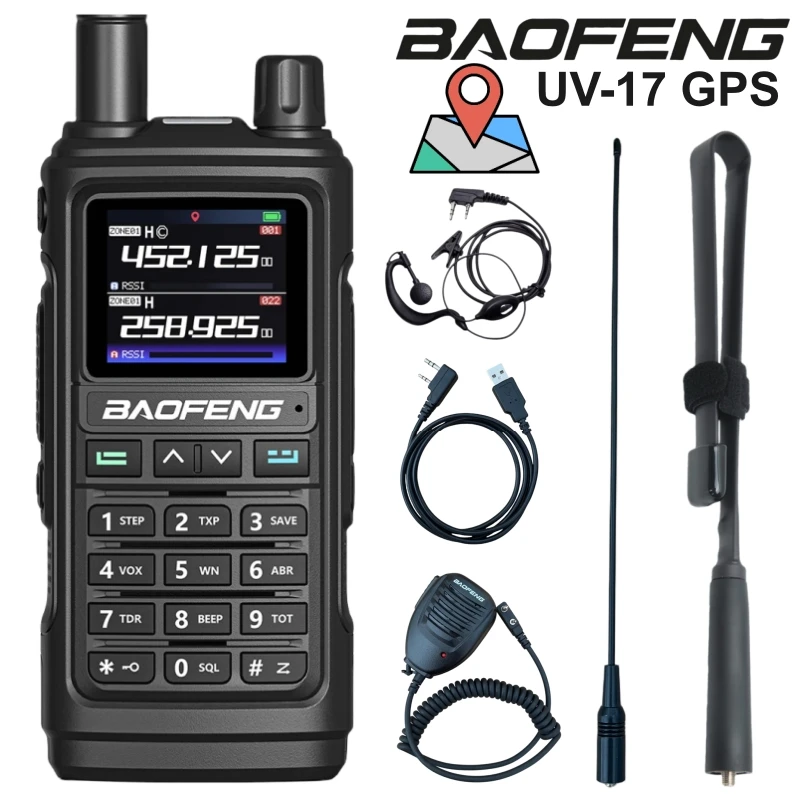 

Рация Baofeng UV-17Pro GPS с GPS-модулем, приемом авиационного диапазона и приемом пяти диапазонов, трехдиапазонной передачей FM, двухсторонняя связь, UV-17 Pro GPS