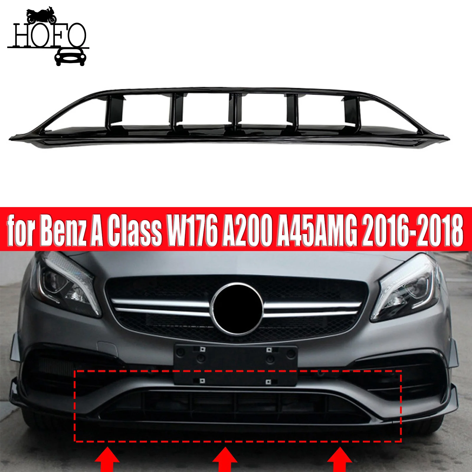 

for Mercedes Benz A Class W176 A200 A45AMG 2016-2018 Car Front Bumper Spoiler