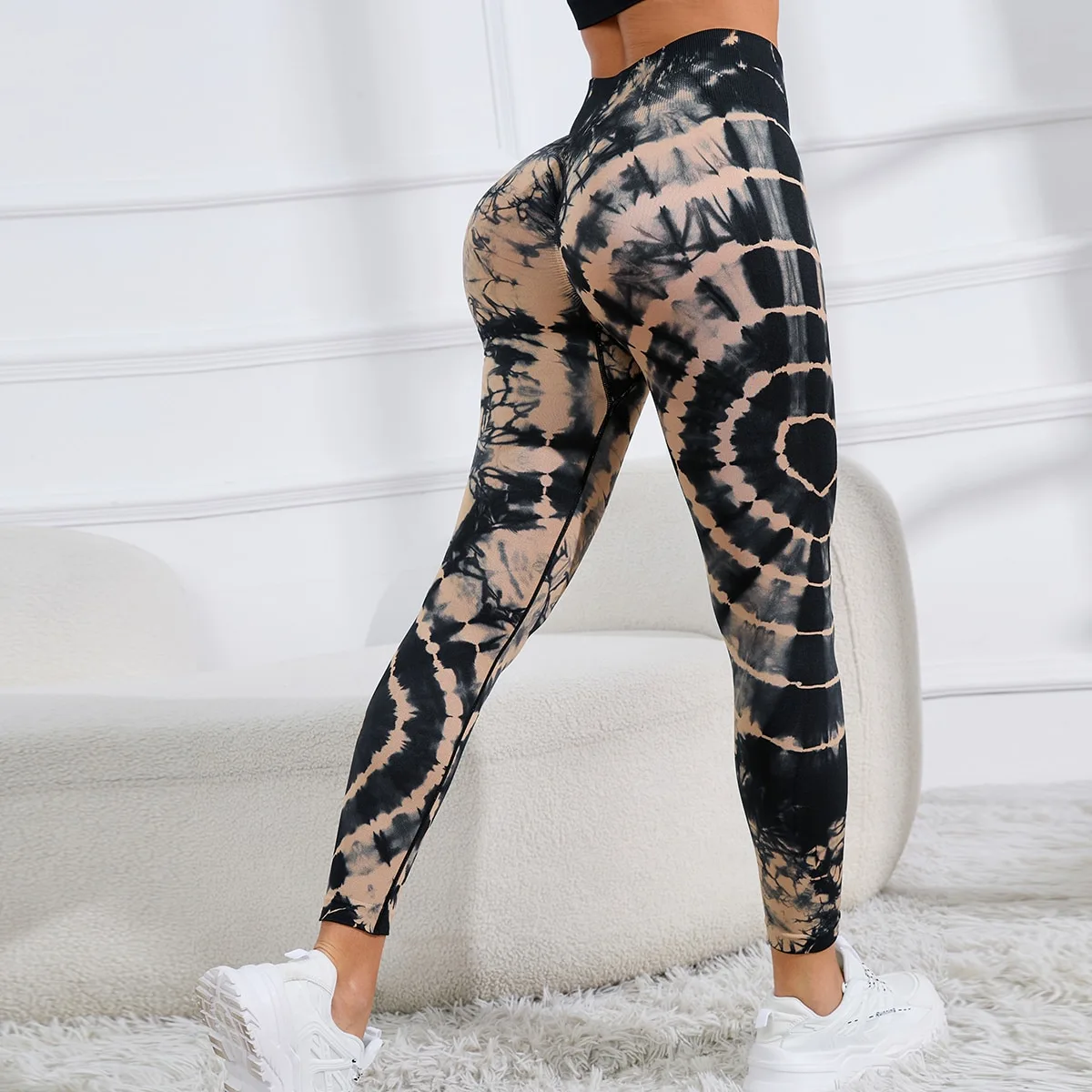Mileegirl Tie Dye Leggings Women Hip Lifting Push up Yoga Pants High Waist Fitness Workout Leggings Breathable Sports Tights