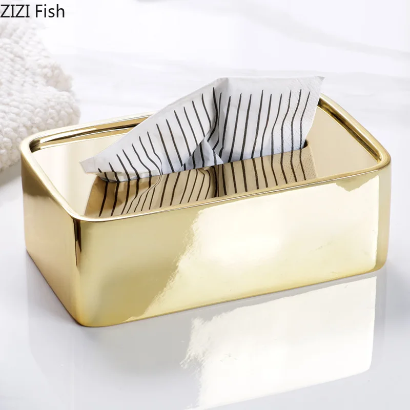 

Rectangular Metal Tissue Box Napkin Boxes Ornament Tissue Holder Tissue Storage Box Paper Boxes Organizer Roll Paper Holder