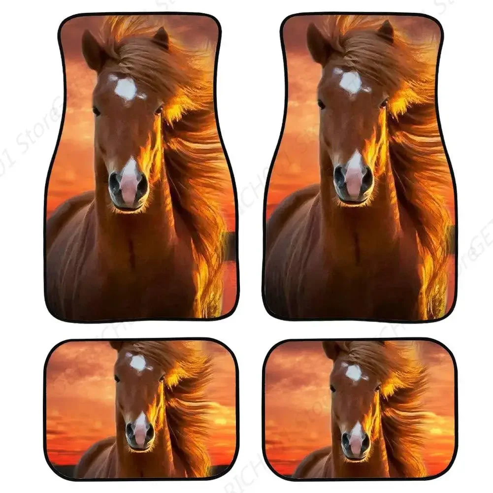 

Alfombras Lanteras Y Traseras Con Estampado Caballos, 4 Piezas, Respaldo Goma Antislizante, Alfombrillas Universales Para Coch