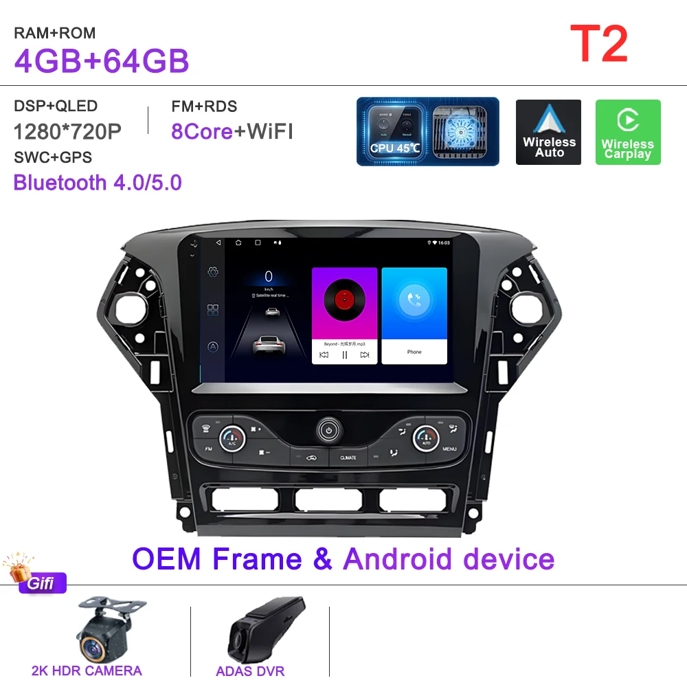 Auto GPS Android 16 Auto Radio Voor Ford Mondeo MK4 2007-2014 Stereo Head Unit Geen 2din DVD Scherm 5G Navigatie stereo Auto GPS