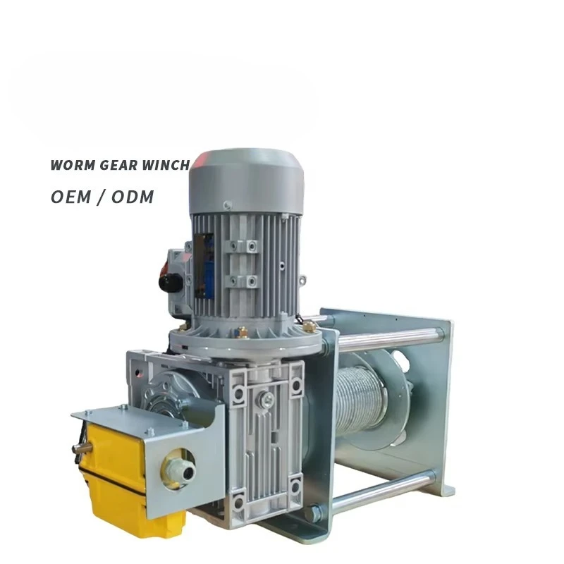 

Worm gear winch galvanized finishing aluminum gear motor mechanical height limiter rotary hook industrial winch
