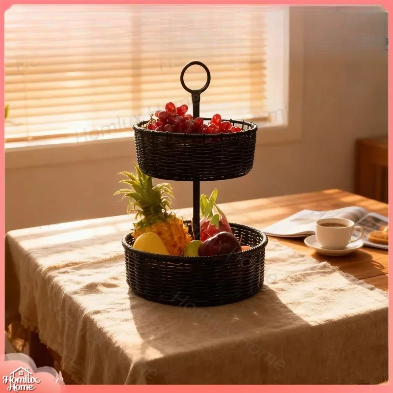Removable Metal Fruit Basket Kitchen Storage Rack Countertop Snack Tray Multi Layer Organizer for Fruits Vegetables Utensils