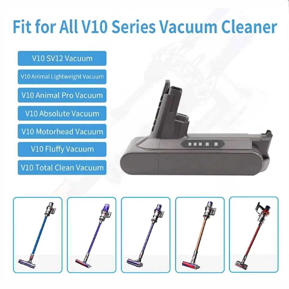 แบตเตอรี่แบบชาร์จไฟได้ SV12สำหรับ Dyson V10 25.2V 9800mAh แบตเตอรี่สำหรับ Dyson V10เปลี่ยนได้อย่างสมบูรณ์พายุไซโคลนนุ่ม