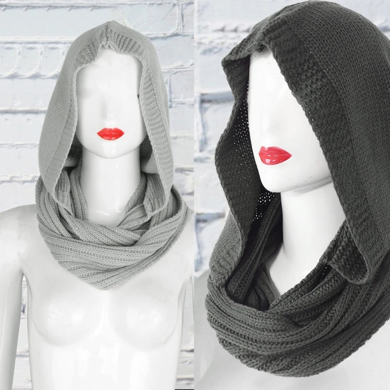 Winter Soft Pullover Knit for Infinity Scarf Hoodie Circle Loop Shawl