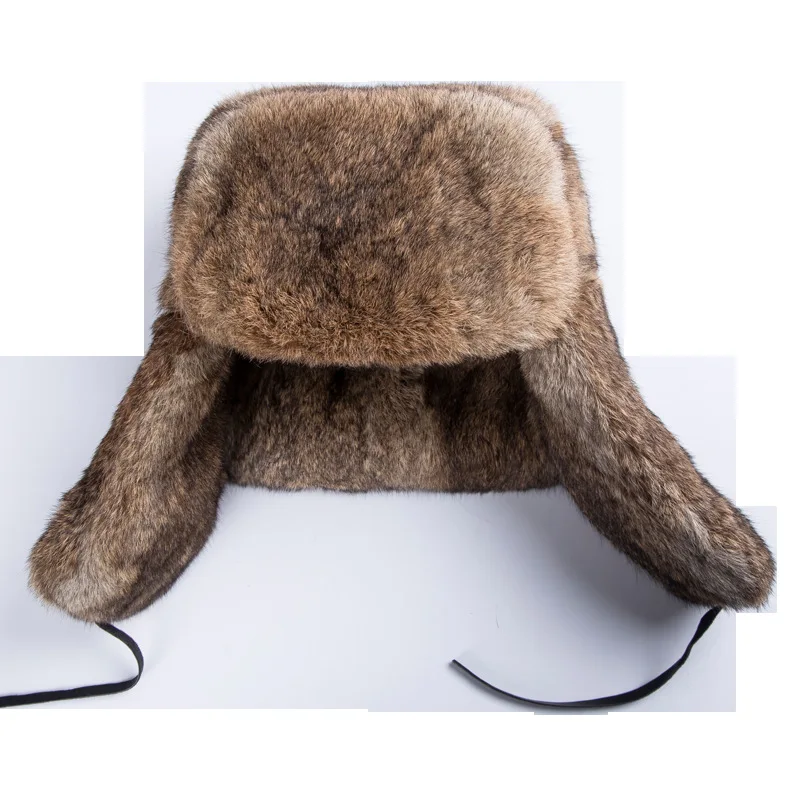 Ushanka قبعة تزلج الشتاء الروسية الدافئة واقيات الأذن فو الفراء الصياد القبعات الرجال قبعة أفخم الطيران منفذها قبعة شابكا УСНК Жenskয়া