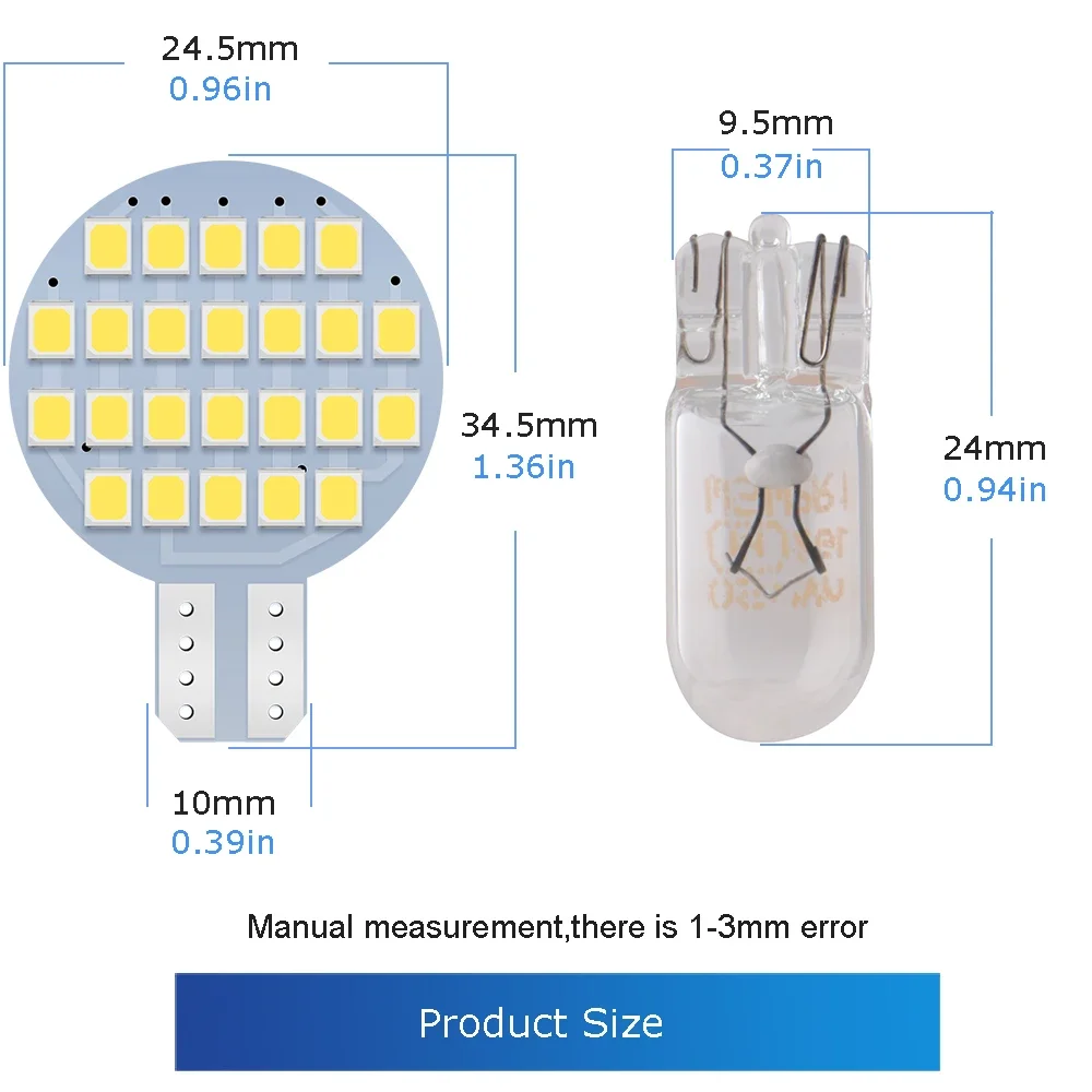 4pcs 194 LED Bulbs T10 2825 168 194 Led RV Lights 12V DC AC Nonpolarity Car Interior Side Marker Trunk Light White Warm White