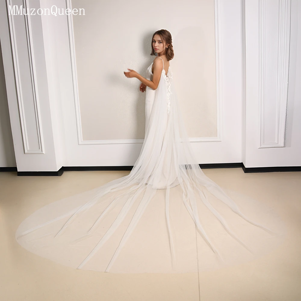 MMQ Nuovo Bianco Mantello Da Sposa 3d Ricamo Floreale Decorato Grande Sala Accessorio Da Sposa abiti da sposa فسات БmaveraMG64