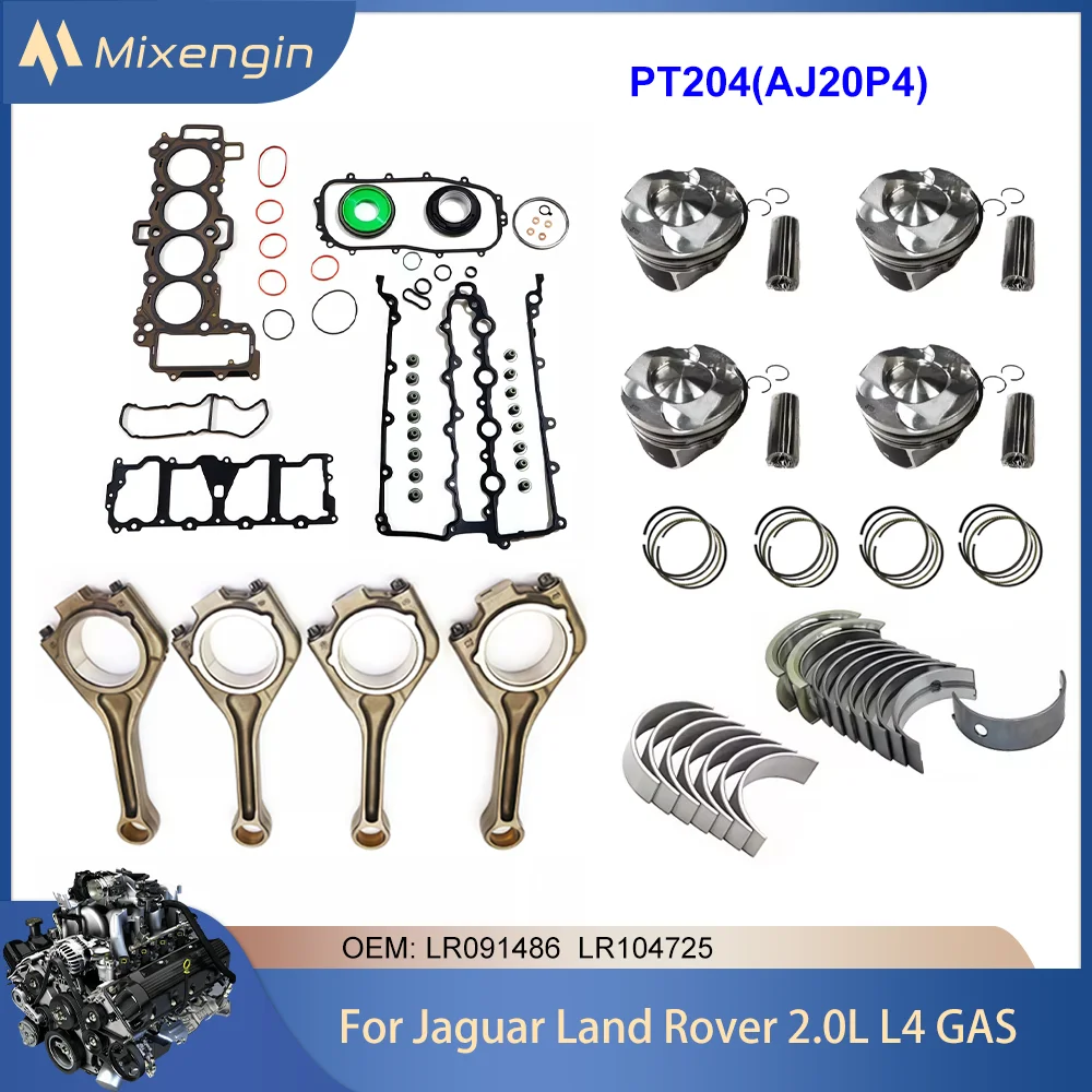 

Шатун подшипника двигателя, комплект поршней и колец и полный комплект прокладок для Jaguar land Rover 2.0L GAS PT204 AJ20P4 2017-2020 LR 091486