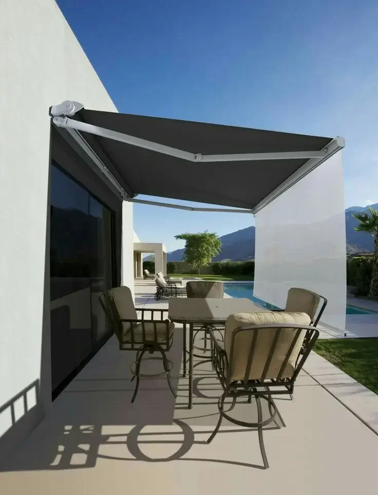 Tenda da sole elettrica a cassetta completa Tenda da sole motorizzata per patio da giardino retrattile telecomandata con kit luce LED