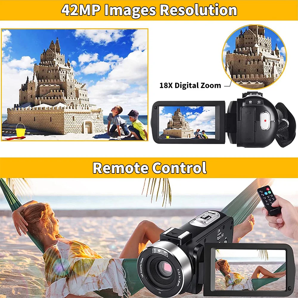 Video digitale 4K Zoom digitale 18X Videocamera fotografica 2 in1 da 42 MP Schermo ruotabile da 3,0 pollici Fotocamera DV ad alta definizione